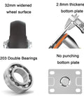 Heavy Duty Industrial Caster Wheels With Top Plate Fixed And Swivel Braking Casters Double Ball Bearing details, wheel surface and plate thickness shown