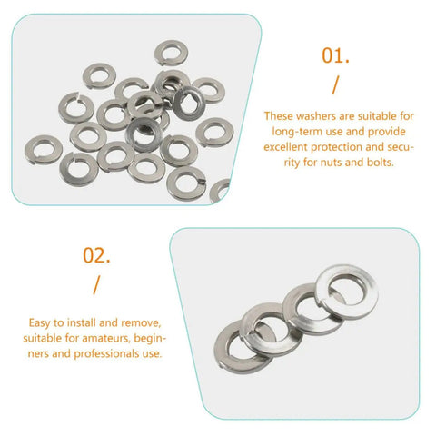 Detail of stainless steel washers from 350 Pieces Stainless Steel Lock Washer Kit For Screws Bolts And Automotive And Household Repairs With Assorted Gasket Washers For Durable Sealing And Easy Fixes For DIYers