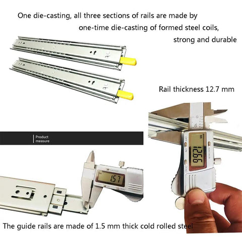 Beefed Up Heavy Duty Full Extension Drawer Slides Pair With Lock 32 Inch Three Section Ball Bearing Drawers Runners