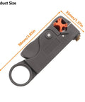 Two Pack Coaxial Cable Stripper Cutter Tool For RG59 RG58 RG6 RG11 And More, Pro Grade Non Slip ABS Handheld Wire Stripping Tool with dimensions