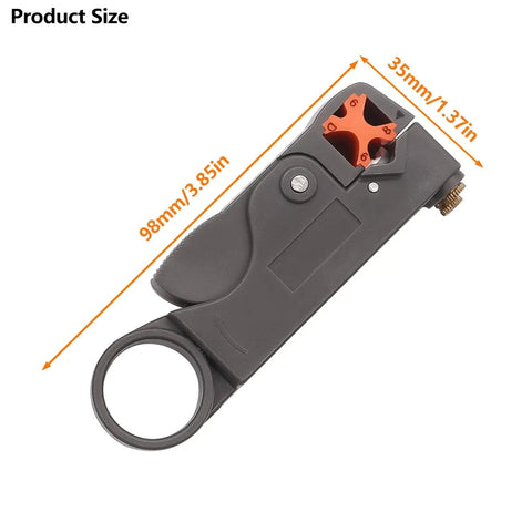 Two Pack Coaxial Cable Stripper Cutter Tool For RG59 RG58 RG6 RG11 And More, Pro Grade Non Slip ABS Handheld Wire Stripping Tool with dimensions
