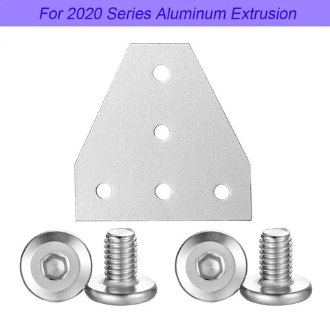 Kickass 2020 Series Aluminum Corner Brackets And Five Hole T Shape Joint Plates For Building Heavy Duty Industrial Rigs with silver finish