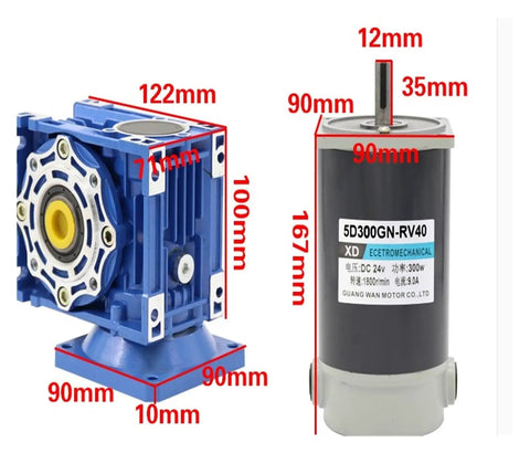 Hefty Kickin 300W DC Worm Gear Motor With Self Locking Gears And Speed Adjustable Control For Butter Smooth Runs High Torque 12 Or 24 Volt Rv40 Unit Built Damn Tough For Pro Work