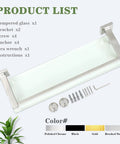 Product list showing 20 Inch Glass Shelf For Bathroom Wall Mounted Polished Chrome Floating Shelves With 8mm Tempered Glass And SUS304 Brackets.