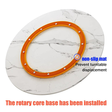 Solid Oak Lazy Susan Turntable 35 Inch Round Serving Tray For Kitchen Counter with non-slip mat to prevent displacement.