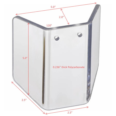 Replacement Polycarbonate Shield For 5 Inches Tall Vertical Bandsaw Guard VB ES0 RDS 4 Fits VB ES0 Shop Grade Pro Safety Shield For Pros And Hobbyists Durable, front view with measurements