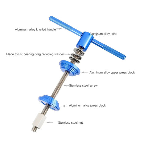 Bottom Bracket Press Tool With CNC Knurling Stainless Steel Build, Durable Headset Press Kit with aluminum handle and blocks