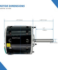Dimensions of Half Horsepower Blower Fan Motor with 1075 RPM and three speed settings 115 Volt shown in image with model DL1056