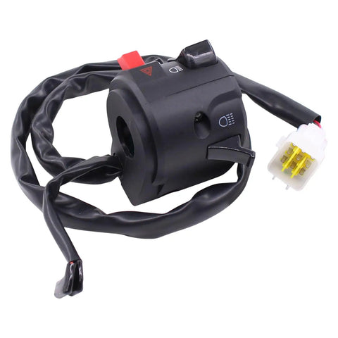 Dual 7/8 Inch Motorcycle Handlebar Horn Button And Turn Signal Switch Kit For 12V DC Systems Ride Ready Easy Install Durable Fog Lamp Low Profile Controls For Motorcycles ATVs Scooters And Snowmobiles, black wired handlebar switch with connector