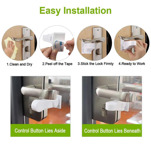 Easy installation steps for Kid Friendly Door Lever Lock For Easy Baby Proofing No Drill Install Simple One Hand Use Toddler Safe