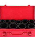 Big Grip 3/4 Inch Drive Metric Deep Impact Socket Set With CrMo Steel Heavy Duty Tool Kit For Car Auto Repair And Garage Use Includes 10 Pieces Ranging 6 To 50mm 6 Point Design Made Tough For Real Hardcore Jobs in red storage box