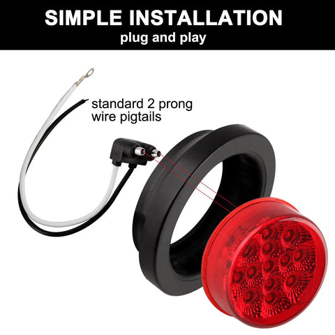 2.5 Inch Round LED Marker Lights Set Of 20 Amber And Red With 13 LEDs Each Reflectors Sealed Flush Mount Grommets And 2 Prong Wire Pigtails