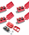 4 Pack 30amp Automatic Reset Circuit Breaker With Cover Dc 12V To 24V Resettable Overload Protector stud type, red cover, compact design, suitable for RV and boat.