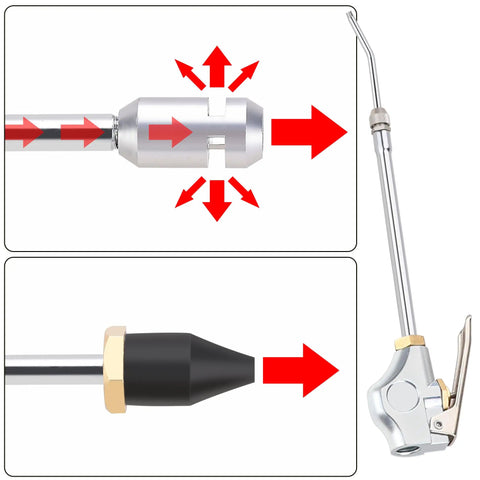 High Flow Industrial Air Blow Gun With Extensible 24 Inch Nozzle for Heavy Duty Dust Debris Powder Blasting and Cleanup Pneumatic Tool