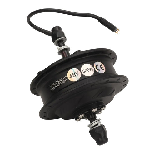 Heavy Duty 48V 500W Electric Bicycle Gear Hub Motor featuring brushless rear drive and aluminum rim for folding bikes.