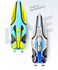 Top view of two colorful Ultra Fast 2.4G RC Boat With Dual Motors And Propellers, showcasing the 30 KMH Racing Power design.