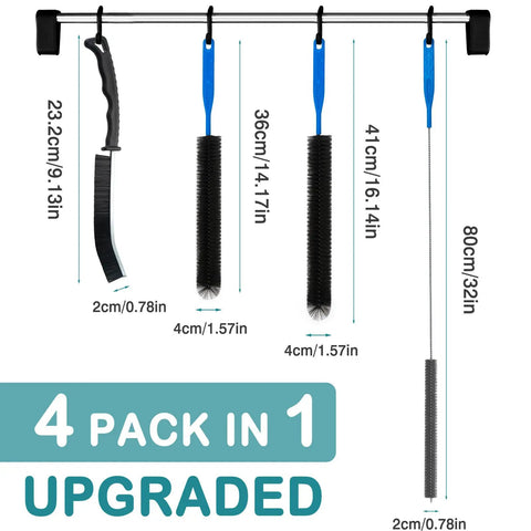 All In One Dryer Vent Cleaning Kit With Refrigerator Coil Brush And Lint Trap Remover For Home Appliances Dryer Filter And Condenser Clean Up Duct Cleaning Tool Set For Vents Coils Traps And Appliances, 4-pack with sizes