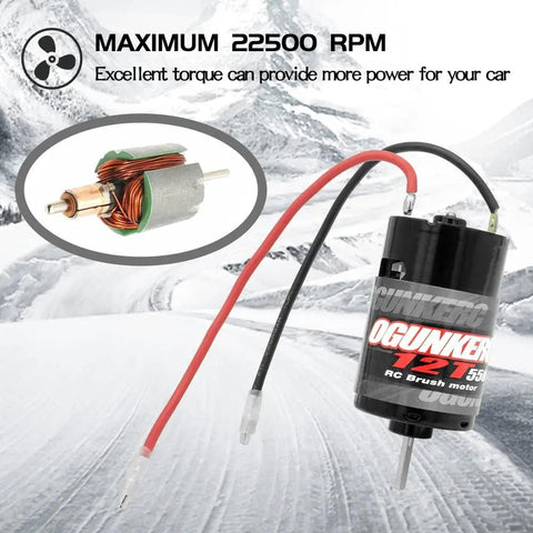 12T 550 Brushed RC Motor For 1 Tenth Scale Traxxas Slash And Other RC Trucks With Beefy Torque Long Armature 3.175mm Shaft
