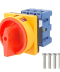 Universal Go-To 2-Position 3-Phase Changeover Switch With Rotary Panel Selector, 40A 690V AC, 6 Terminals, On Off, Compact 64x64x12mm