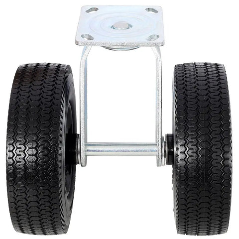 8 Inch Dual Wheel Swivel Caster Workhorse Heavy Duty Flat Free PU Tires With Zinc Plated Top Plate 660 Lbs Load Capacity Ideal For Cart Dolly Equipment And Industrial Transport dual-wheel caster front view
