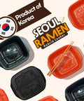 Hybrid Ramen Cooker For Microwave Ramen In Minutes, perfect for Korean ramen, shown in red and black with Korean product label.