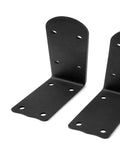 Heavy Duty Matte Black L Corner Brackets, 2 Pack Wall Mounted Shelf Supports For DIY Furniture, Rust Resistant Steel triangular braces close-up.