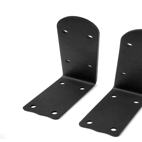 Heavy Duty Matte Black L Corner Brackets, 2 Pack Wall Mounted Shelf Supports For DIY Furniture, Rust Resistant Steel triangular braces close-up.