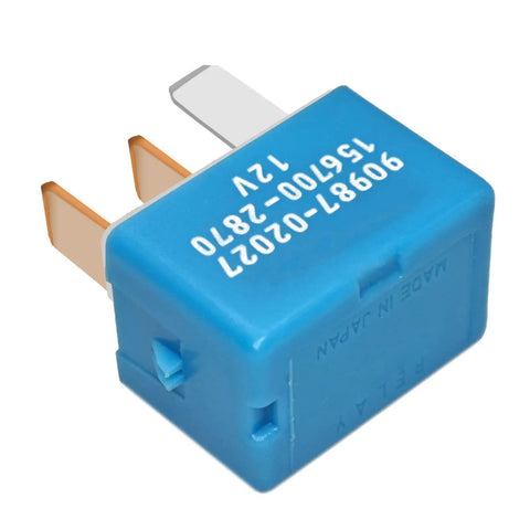 Set Of 2 Beefy 4 Pin Automotive Relay Plug And Play Drop In Replacement For 90987-02027 156700-2870 High Quality Durable AC Relay For Cars Trucks And SUVs blue 4-pin relay close-up