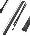 Massive 24 Outlet Metal Power Strip With 10-Foot Heavy Duty Cord Mountable For Warehouse Garage Workshop ETL Listed Black