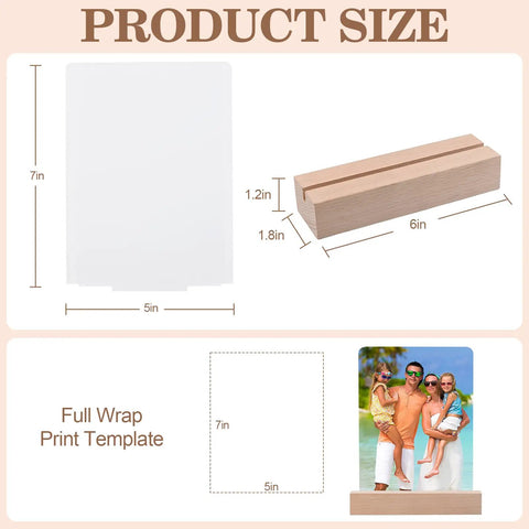 Diagram of 2 Pack 5x7 Sublimation LED Acrylic Photo Frames Night Lights Heart Shape With Warm Color Light And Wood Stand