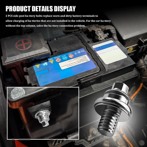 Tough As Nails Oem Style Car Battery Terminal Bolts 3/8 16 Thread Short Stud Extender For Chevy Silverado Express Impala displayed on a battery.