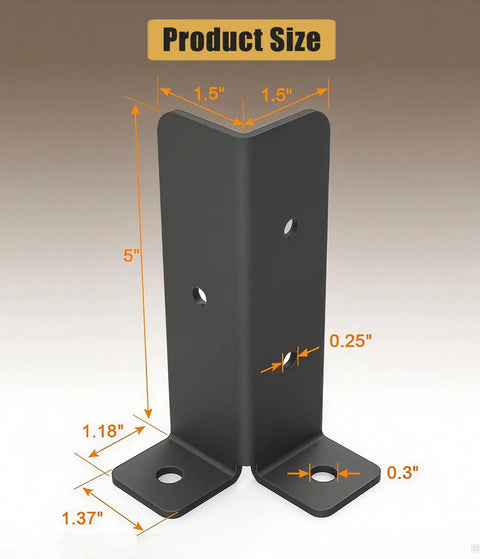 Tough As Nails Heavy Duty Adjustable Deck Post Base Brackets Kit For 1.5x1.5 2x2 2x4 And 4x4 Wood Posts Reversible Black Powder Coated Steel For Fence Pergola Railing Mailbox Support And Half Column Design