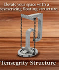 Anti Gravity Tensegrity DIY Building Kit For Engineers And Makers, compact floating balance structure on wooden surface