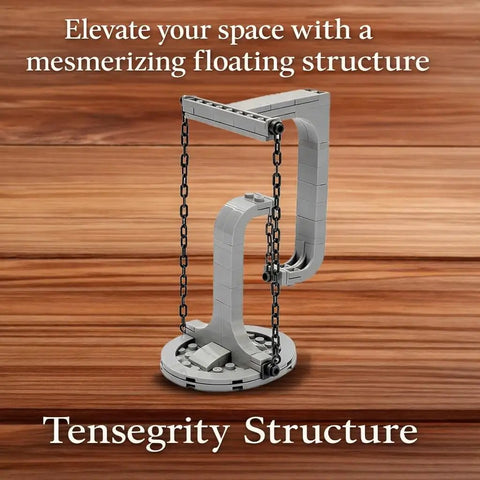 Anti Gravity Tensegrity DIY Building Kit For Engineers And Makers, compact floating balance structure on wooden surface