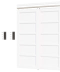 White Paintable MDF Double Five Panel Closet Sliding Doors With Hardware Kit, Pre Drilled Panels, 60 By 80 Inches, Barn Style Double Doors