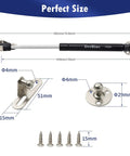 4 Pack 10 Inch Cabinet Gas Struts 100N Lift Supports, shown with brackets, screws, and dimensions for cabinets