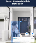 Outdoor Home PoE Security Camera System for your yard and driveway with dual lens 150 degree field of view 4MP and 2K color night vision smart human and vehicle detection two way talk showing person detection alert at front door