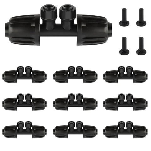 Drip Irrigation Fittings Kit 1/2 Inch To 1/4 Inch Quick Connect With Four Plugs Fits 12/16mm To 4/7mm Tubing Anti Leak Four Way Splitter