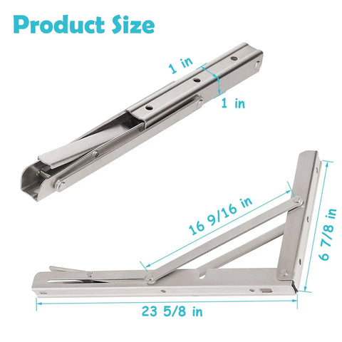 24 Inch Folding Shelf Brackets Heavy Duty Stainless Steel Wall Mount With 440 Lb Max Load dimensions and design details