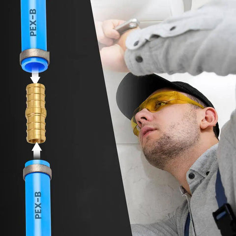 Installation of Brass PEX Tee Crimp Fitting 1 Inch By 1 Inch By Half Inch For PEX B Pipe 10 Pack Works With All PEX Tubing Watts Viega Zurn Nibco Bow ANSI NSF 61 Certified For Potable Water And Hydronic Heating