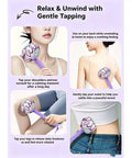 Wormwood Massage Hammer For Deep Tissue Tapping And Chill Relaxation in use for back and shoulder massage with cotton linen wrap.