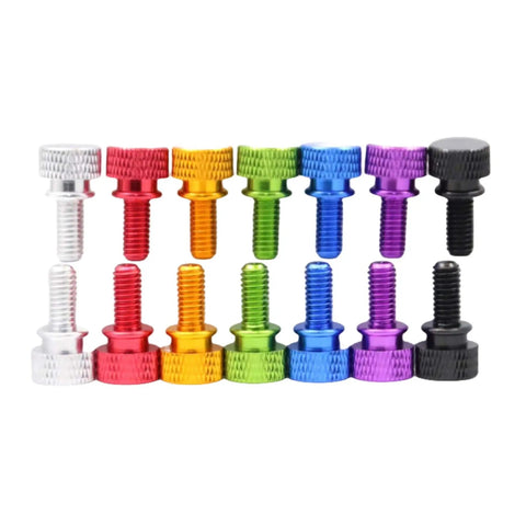Orange Anodized 6063 Aluminum Textured Thumb Screws 6-32 X 20mm DIY Case Screws for Computer Builds Pack of 10 shown in various colors