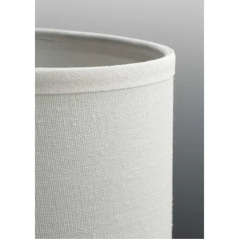 Close-up of off-white linen shade from Inspire Collection 3 Light Chandelier In Antique Bronze With Waving Metal Arms And Off White Linen Shades