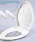 Toilet Seat Bumpers And Stability Kit With Rubber Washers For 1133070 And Kohler 1236365, 2-Pack White shown on toilet seat