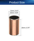Rock Solid 10 Pcs Sleeve Bearings With Smooth Oilless Bushings And 10mm Bore 12mm OD 20mm Length showing dimensions.