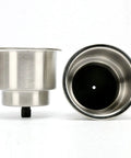 Two Pack Boat Cup Holder Inserts Built From Marine Grade Stainless Steel With Drain Fits Standard Three Five Eighth Inch Hole Saw