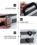 Rugged Aluminum Case With Foam Inserts Portable Hard Case Organizer For Tools And Gear, showing antiskid handle and latch