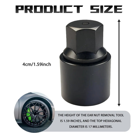 D Wheel Lock Key Lug Nut Tool For Removal And Installation Pro Grade Heavy Duty Anti Theft showing 4cm height and 17mm diameter