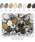 80 Piece Jeans Button Kit With 17mm Metal Snaps In 8 Styles Replacement Set For Jeans Denim Jackets Leather Pants And Backpacks DIY