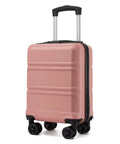 Kono 15'' underseat carry-on luggage in rose pink, PC+ABS hardshell with smooth spinner wheels.
